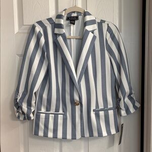 NYCC Women's Classic Striped Blazer - Blue and White